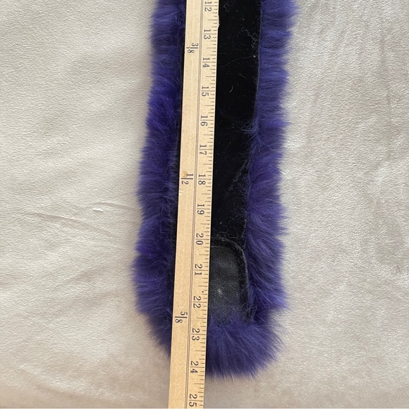 Surell Genuine Purple Rabbit Fur Snood Scarf Wrap Collar Headband Ear Muffs 24” - Picture 6 of 6